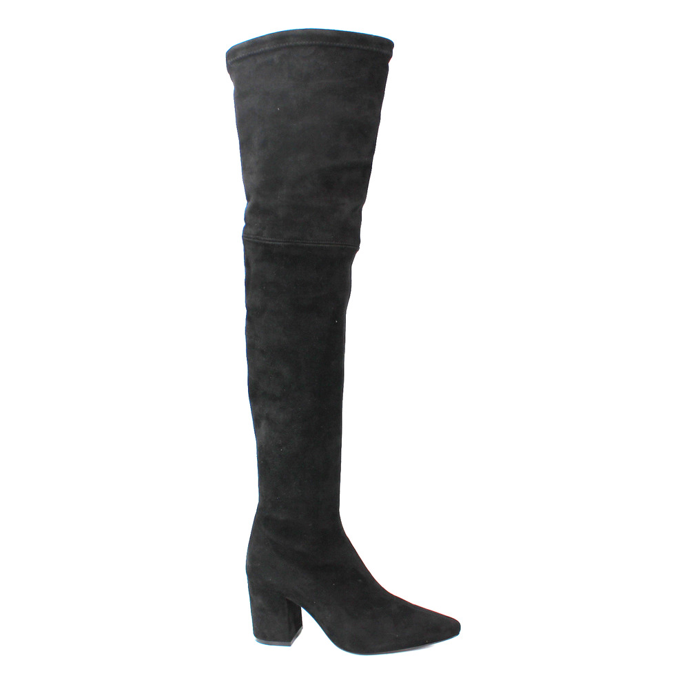 Anine Bing Taylor Black Suede Over The Knee Block Heel Boots 37 Leather Bootie